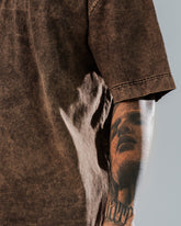 Camiseta Oversize Básica Marrón Acid Wash